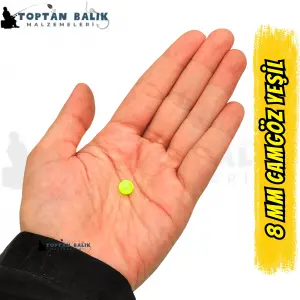 İthal Camgöz Yeşil Sazan Balık Boncuğu 8 mm (İç Çap: 3.5 mm) - 500 Gr Paket