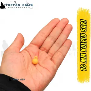 Kulplu Sarı Sazan Balık Boncuğu 10 mm (Kulp / İç Çap: 2 mm) - 500 Gr Paket
