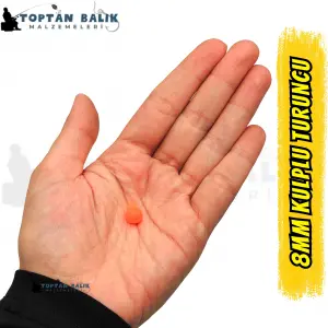 Kulplu Turuncu Sazan Balık Boncuğu 8 mm (Kulp / İç Çap: 2 mm) - 500 Gr Paket