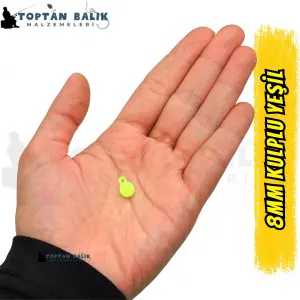 Kulplu Yeşil Sazan Balık Boncuğu 8 mm (Kulp / İç Çap: 2 mm) - 500 Gr Paket