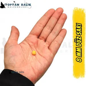 Yerli Üretim Sarı Sazan Balık Boncuğu 8 mm (İç Çap: 3 mm) - 500 Gr Paket