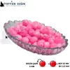 Zeytin Formunda Pembe-Beyaz Sazan Balık Boncuğu 15 x 11.5 mm (İç Çap: 3 mm) - 500 Gr Paket