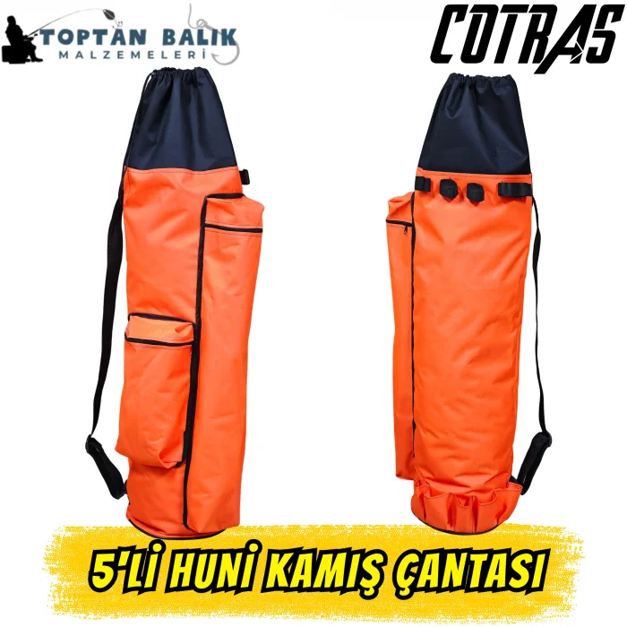Cotras 5’li Boru Tipi Kamış Taşıma Çantası – Turuncu & Siyah