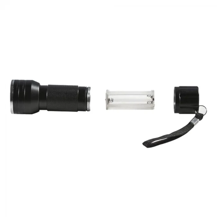 Powermaster PM-6351 UV Işınlı 21 Ledli 10 cm Metal Kasa Pilli El Feneri (395nm Mor Işık)