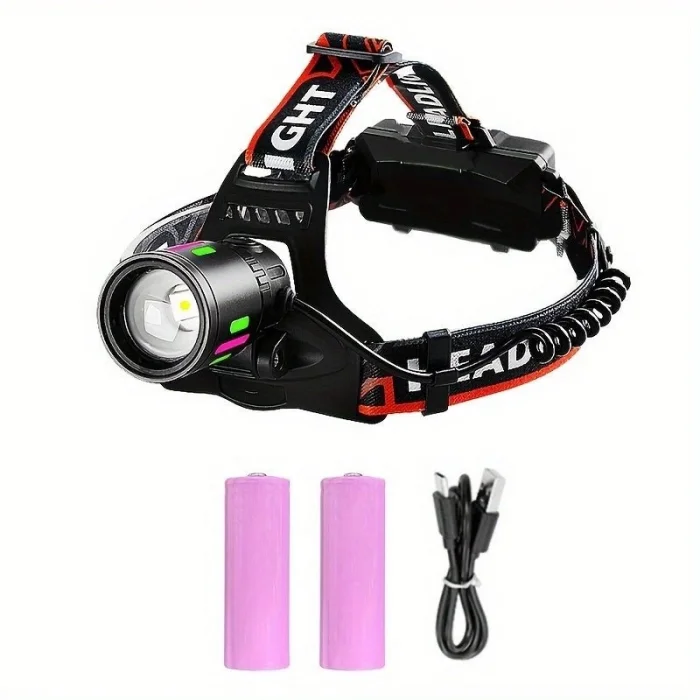 W618 Şarjlı Zoomlu Kafa Lambası Type-C Şarj ve USB Powerbank Çıkışlı Profesyonel Kafa Feneri