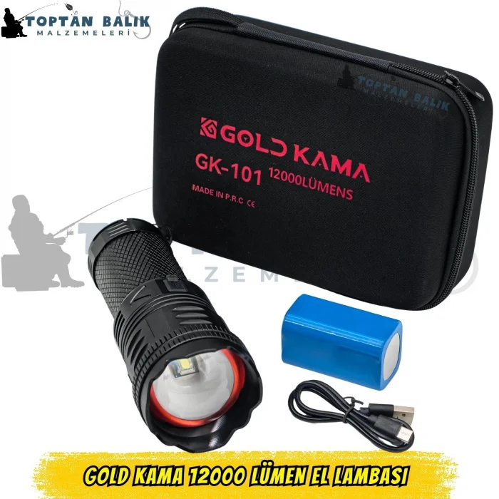 Gold Kama GK-101 12000 Lümen Ultra Güçlü Şarjlı LED El Feneri