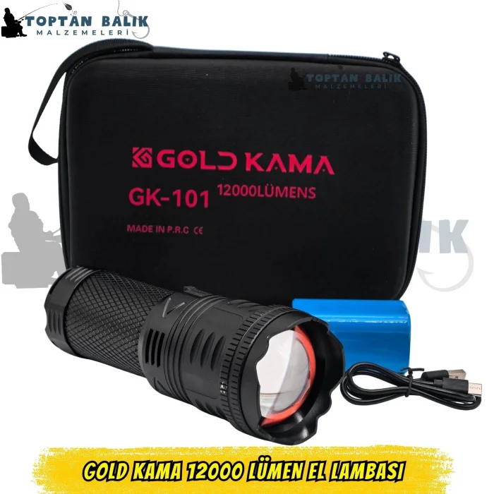 Gold Kama GK-101 12000 Lümen Ultra Güçlü Şarjlı LED El Feneri