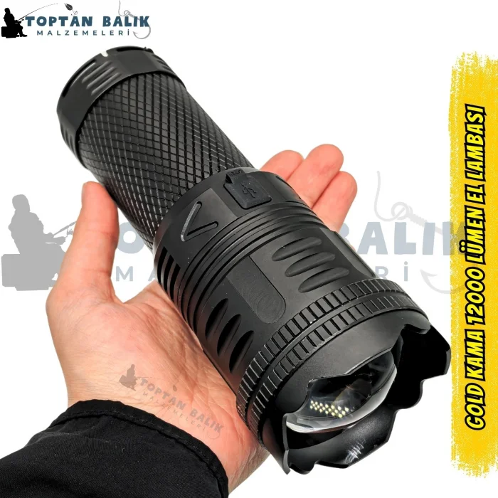 Gold Kama GK-101 12000 Lümen Ultra Güçlü Şarjlı LED El Feneri