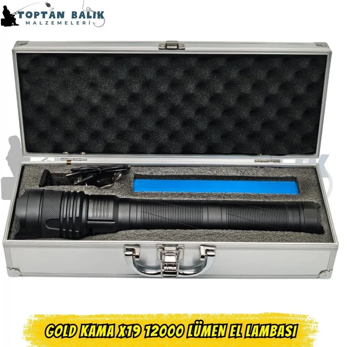 Gold Kama GK-X19 20.000 Lümen Çelik Çantalı Ultra Güçlü Şarjlı El Feneri
