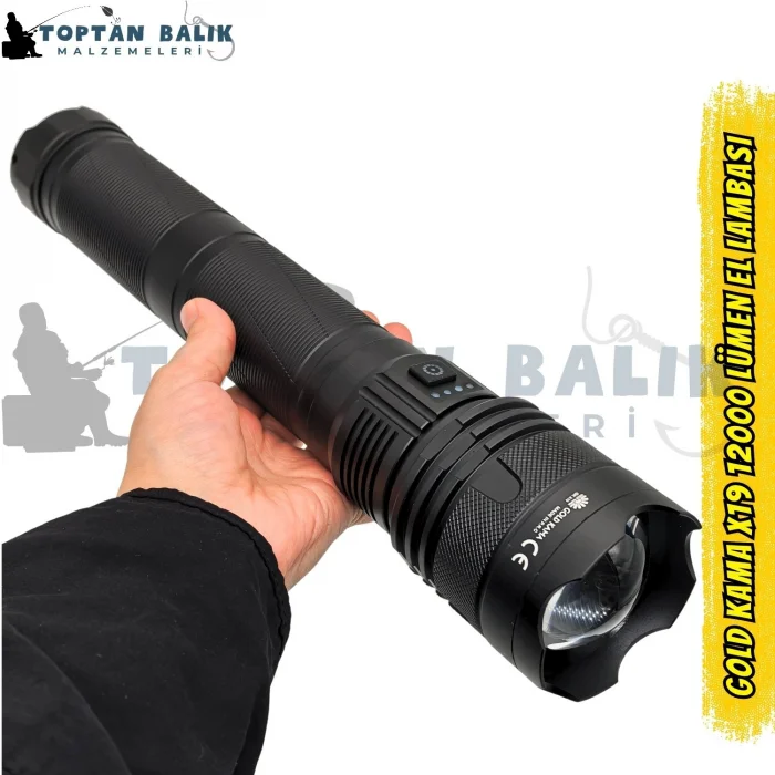 Gold Kama GK-X19 20.000 Lümen Çelik Çantalı Ultra Güçlü Şarjlı El Feneri