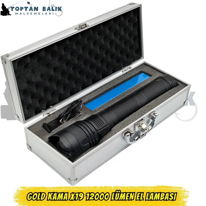 Gold Kama GK-X19 20.000 Lümen Çelik Çantalı Ultra Güçlü Şarjlı El Feneri