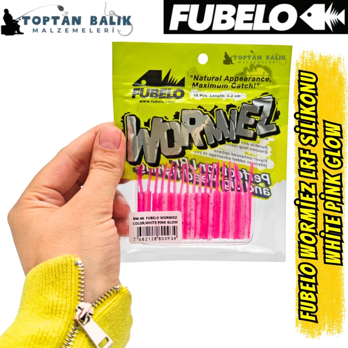 Fubelo Wormiez LRF Silikon Yemi - White Pink Glow 5.2 cm (18 Adet)