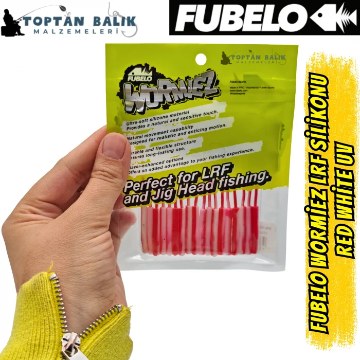 Fubelo Wormiez LRF Silikon Yemi - Red White UV (5.2 cm / 18 Adet)