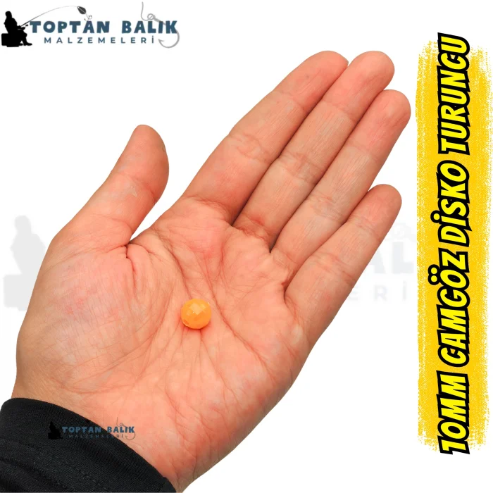 İthal Camgöz Disko Turuncu Sazan Balık Boncuğu 10 mm (İç Çap: 2.5 mm) - 500 Gr Paket