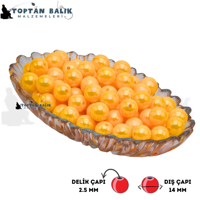 İthal Camgöz Sarı Sazan Balık Boncuğu 14 mm (İç Çap: 2.5 mm) - 500 Gr Paket