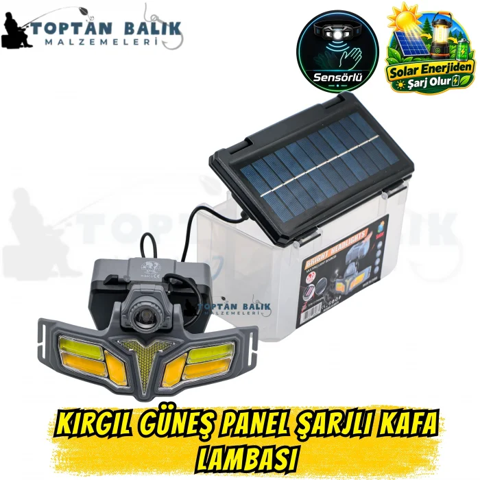 Kırgıl Solar Kutulu Sensörlü Şarjlı Kafa Lambası