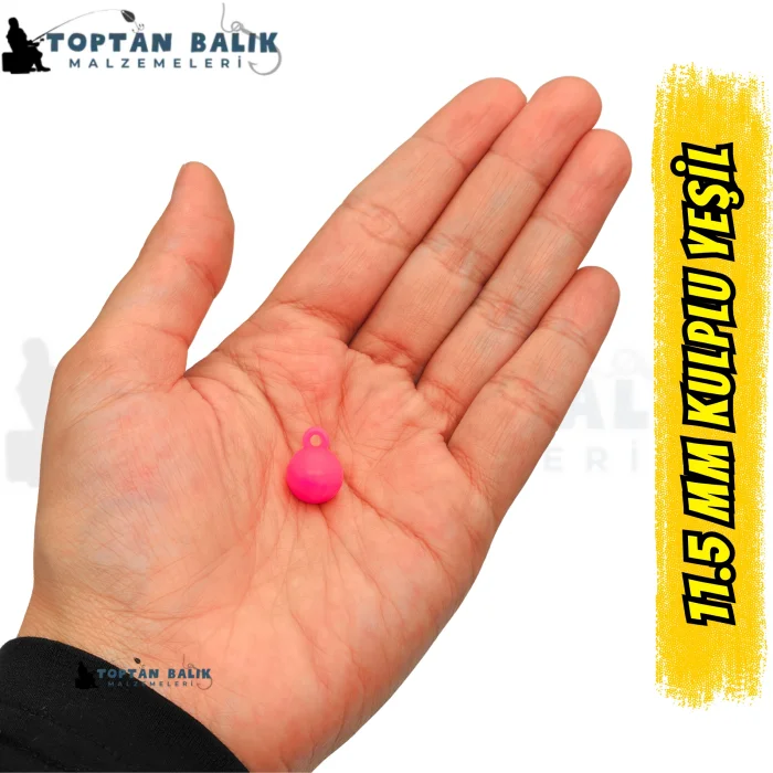 Kulplu Pembe Sazan Balık Boncuğu 11.5 mm (İç Çap: 2 mm) - 500 Gr Paket