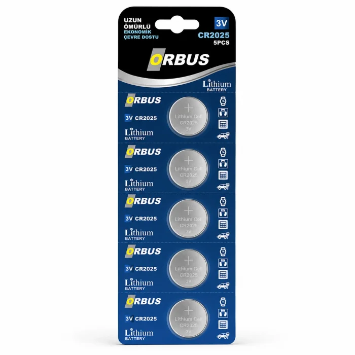 Orbus CR2032 3 Volt Lityum Buton Pil (5li Paket)