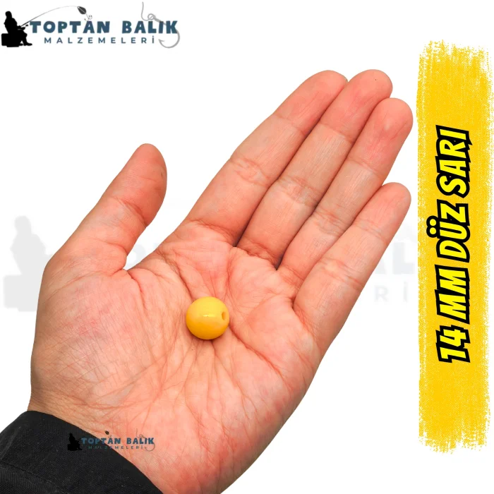 Sarı Sazan Balık Boncuğu 14 mm (İç Çap: 2.5 mm) - 500 Gr Paket