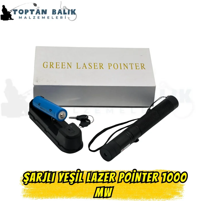 Şarjlı Yeşil Lazer Pointer 1000 mW - 10 Km Menzilli