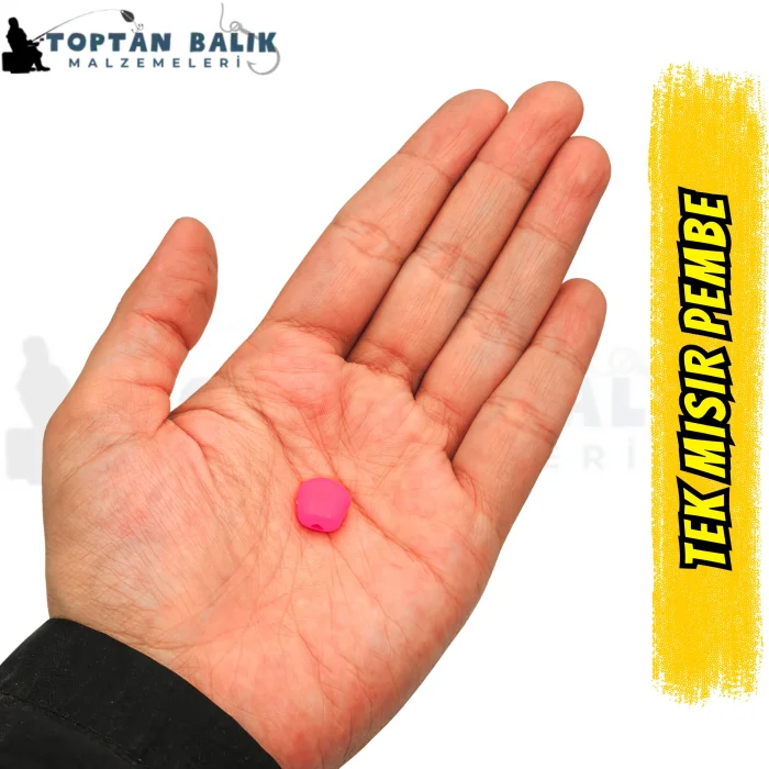 Tek Mısır Tanesi Formunda Pembe Sazan Boncuğu 11.5 x 6.5 mm (İç Çap: 3 mm) - 500 Gr Paket