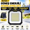 W7120-1 Güneş Enerjili Aydınlatma Seti 12000 Lümen 4 Renk Işık 18650 Pilli Powerbank Solar Lamba