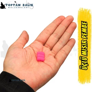 3lü Mısır Tanesi Formunda Pembe Sazan Boncuğu 16.5 x 8.5 mm (İç Çap: 3 mm) - 500 Gr Paket