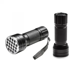 Powermaster PM-6351 UV Işınlı 21 Ledli 10 cm Metal Kasa Pilli El Feneri (395nm Mor Işık)