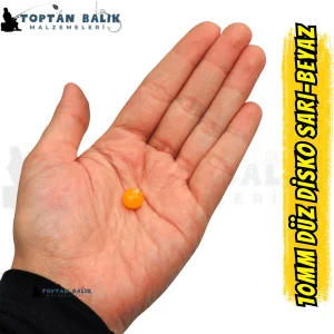 Disko Sarı-Beyaz Sazan Balık Boncuğu 10 mm (İç Çap: 2.5 mm) - 500 Gr Paket