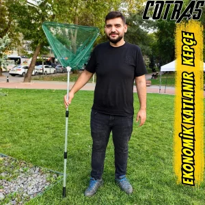 Ekonomik Portatif Katlanır Üçgen Balıkçı Kepçesi - 50x40 cm
