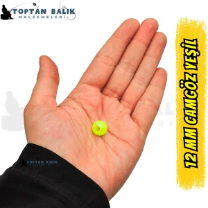 İthal Camgöz Yeşil Sazan Balık Boncuğu 12 mm (İç Çap: 4.3 mm) - 500 Gr Paket