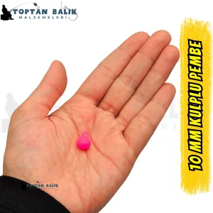 Kulplu Pembe Sazan Balık Boncuğu 10 mm (Kulp / İç Çap: 2 mm) - 500 Gr Paket