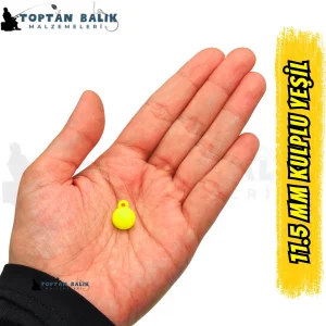 Kulplu Yeşil Sazan Balık Boncuğu 11.5 mm (İç Çap: 2 mm) - 500 Gr Paket