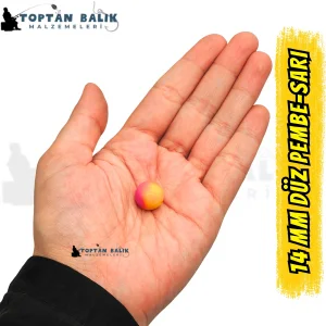 Pembe-Sarı Sazan Balık Boncuğu 14 mm (İç Çap: 2.5 mm) - 500 Gr Paket