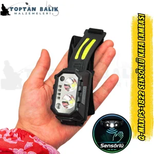 Q-Max PS-1822 Sensörlü Şarjlı LED Kafa Lambası - El Hareketi Algılamalı Su Geçirmez Balıkçı ve Kamp Kafa Feneri