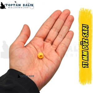 Sarı Sazan Balık Boncuğu 11 mm (İç Çap: 5 mm) - 500 Gr Paket