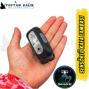 Sensörlü Şarjlı Ultra Hafif Mini LED Kafa Feneri - Type-C Girişli Temassız Hareket Algılamalı Balıkçı Kafa Lambası