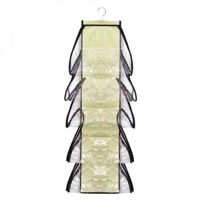 10 Bölmeli Dolap İçi Şeffaf Çanta Organizeri