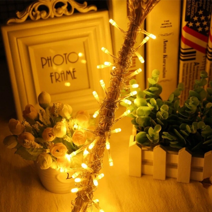 10 Metre 100 Ledli 8 Fonksiyonlu Dekoratif Lambader Sarı Lamba (4172)