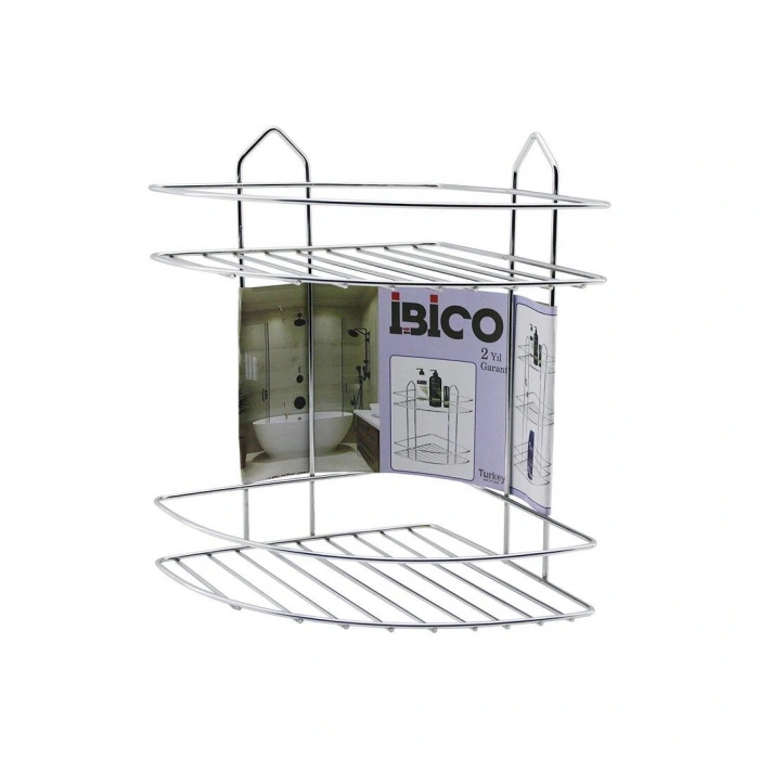 2 Katlı - Üçgen   Krom   Metal  Banyo Köşelik - Duşkabin Raf (4172)