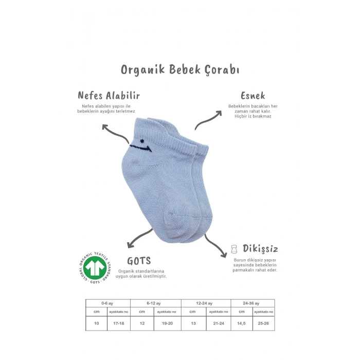 2li Sneakers Smile Penye Çorap Bs20106 Mavi Ekru