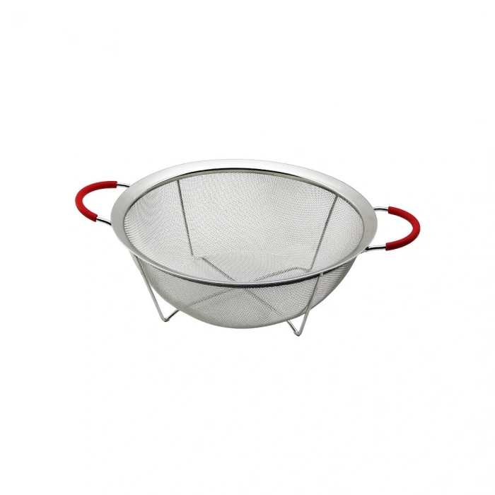 22cm Tel Sepet Metal Süzgeç Silikon Kılıflı Kulp Metal Çerçeve - Ayak (4172)