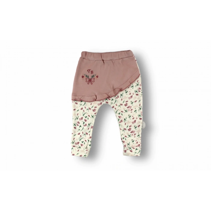 3-6 6-9 9-12 Ay Tb Çiçek Nakışlı Bandanalı Uzun Kollu Zıbınlı 3lü Kız Bebek Takımı Ekru