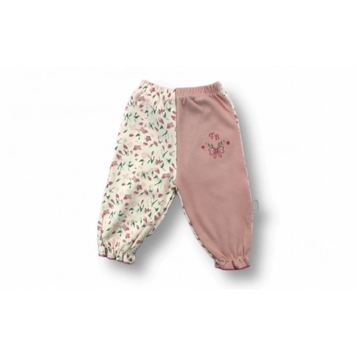 3-6 6-9 9-12 Ay Tb Çiçek Nakışlı Şapkalı Uzun Kollu Sweatli 3lü Kız Bebek Takımı Ekru