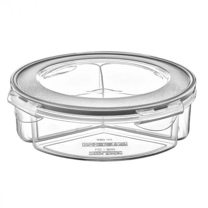 3 Bölmeli Sızdırmaz Contalı Kilitli Kapaklı 1,35 Litre Yuvarlak Erzak Saklama Kabı Lc-500 (4172)