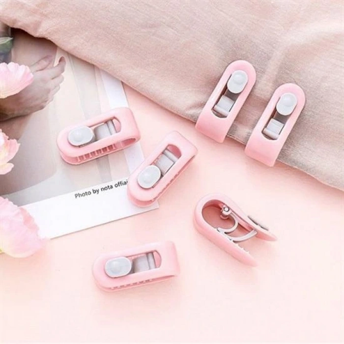 4 Adet İğnesiz Yorgan Çarşaf Ve Perde Tutucu Sabitleyici Kaydırmaz Örtü Düzenleyici Klips (4172)