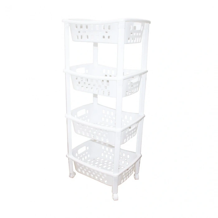 4 Katlı Sepet Düzenleyici - Raf Ünitesi Tekerlekli 400x295x960mm (4172)