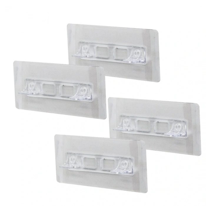 4pcs  Raf Ayak Aparatı   Şeffaf Pvc Yapışkanlı + Vidalanabilir   2x10cm (4172)