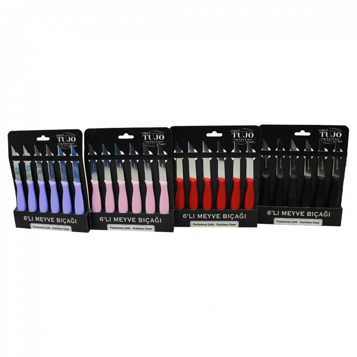 6 Parça  Meyve Bıçak Renkli Plastik Saplı (4172)