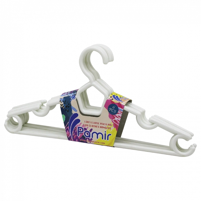 6 Parça  Plastik Karizma Elbise Askı (4172)